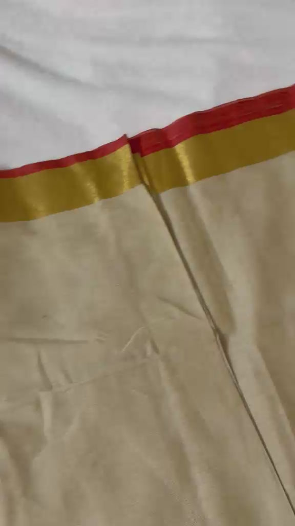 Pure Cotton Kasavu saree with Traditional Motifs