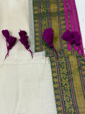 Handwoven Kasavu Silk-Cotton Saree with Gold Border